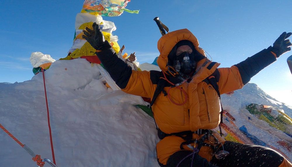 Andrea Lanfri en la cima del Everest