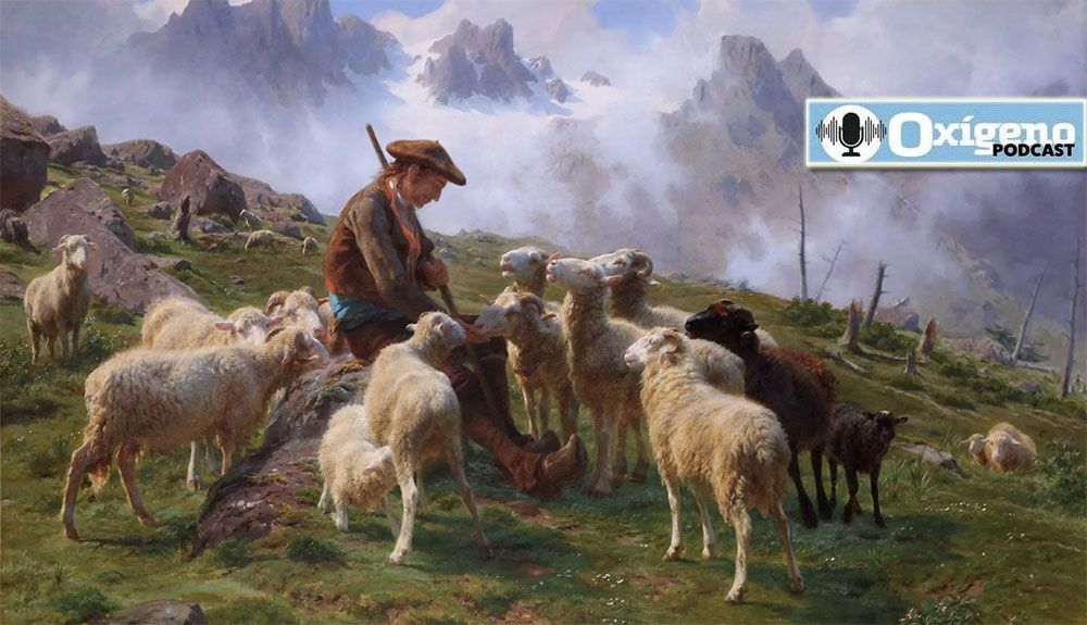 El pastor con el rebaño en las montañas / Rose Bonhur - 1864