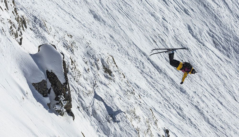Abel Moga durante su actuación en el Freeride World Tour