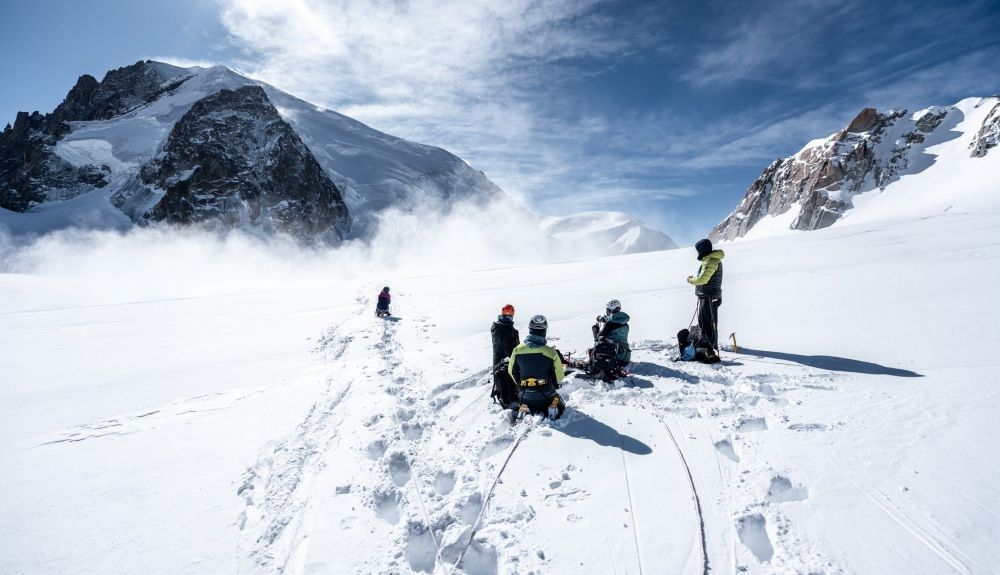 Explicación en el glaciar Mathurin Vauthier Explicación en el glaciar Mathurin Vauthier
