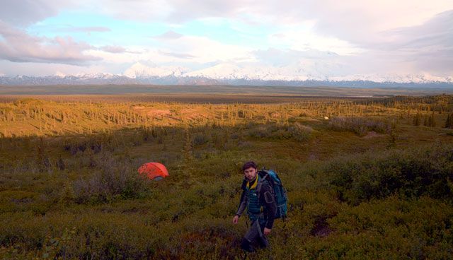 Backcountry en el Denali National Park. Al fondo, el macizo del Denali, montaña más alta de Norteamérica.