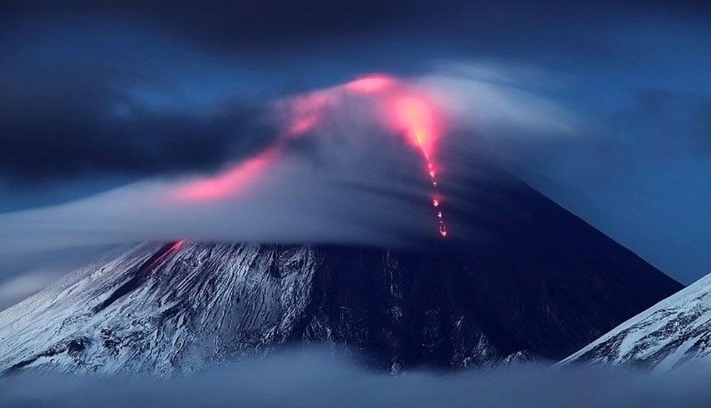 Esquiando en un volcán activo