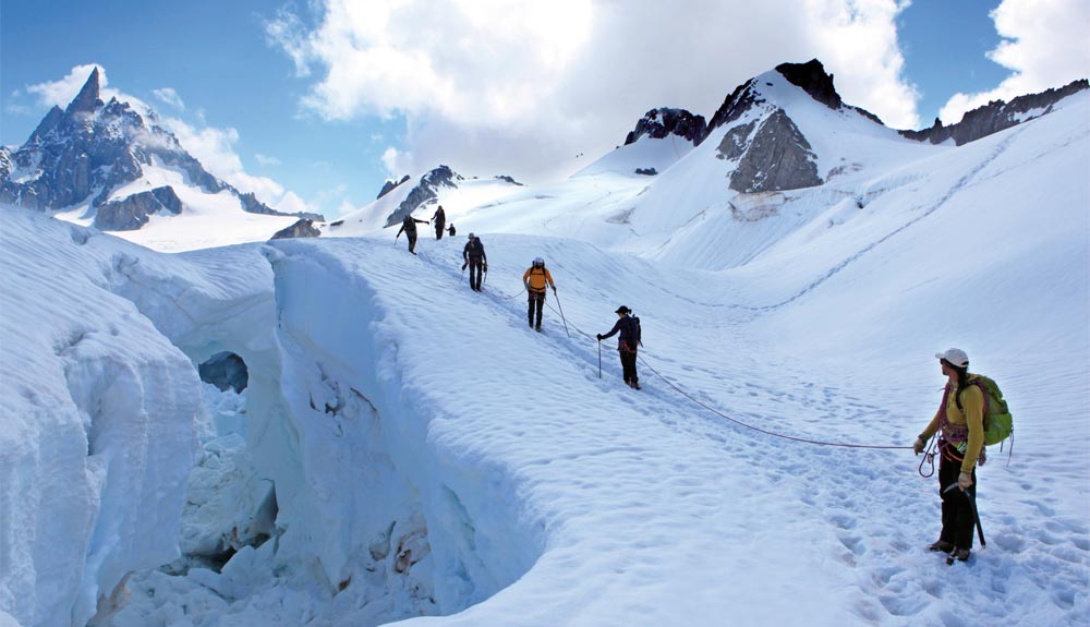 Cómo encordarse para atravesar un glaciar