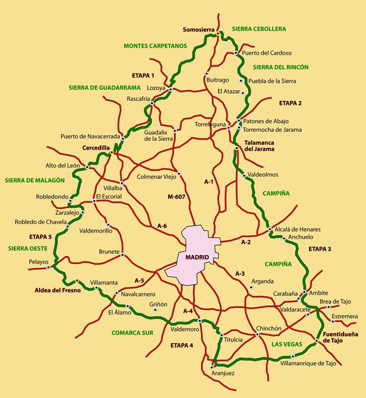 Mapa de la vuelta a Madrid en bicicleta Mapa de la vuelta a Madrid en bicicleta