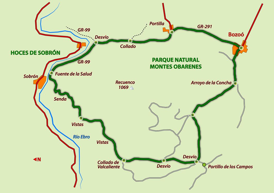 Mapa de la ruta por las Hoces del Sobrón