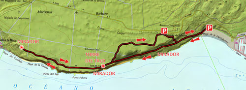 Mapa acantilados de Barbate